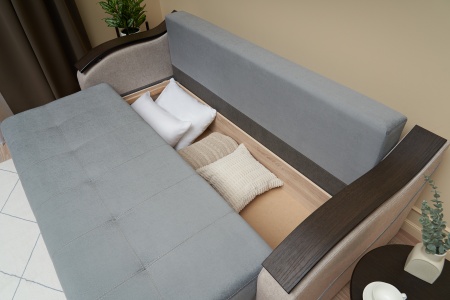 Диван еврокнижка Милан серый / бежевый