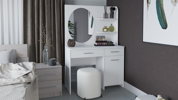 Туалетный Столик с Зеркалом Эвиан Белый/Ш-1000 × Г-436 × В-1500 мм