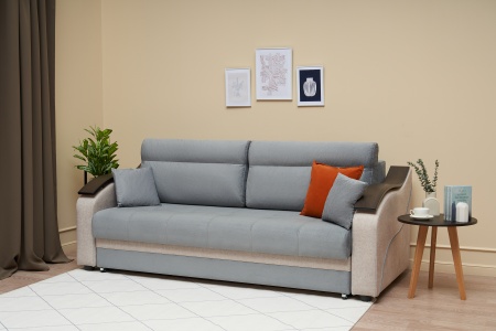 Диван еврокнижка Милан серый / бежевый