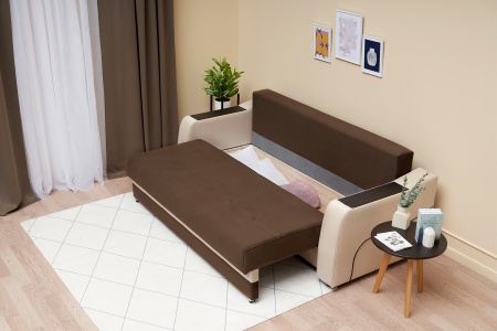 Диван еврокнижка Бостон бежевый / коричневый