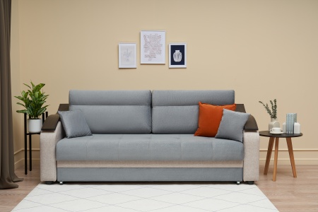 Диван еврокнижка Милан серый / бежевый