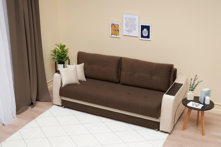 Диван еврокнижка Бостон бежевый / коричневый